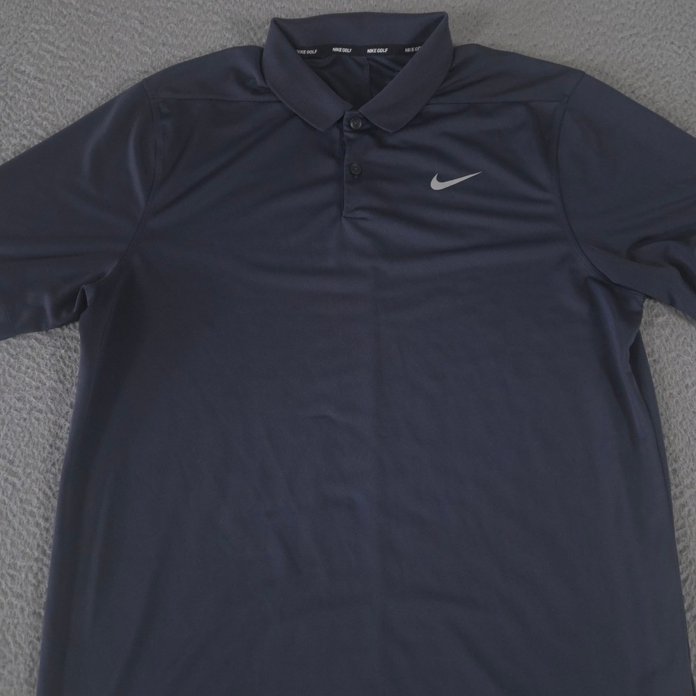 Nike Polo Shirt Mens Large Navy Blue Dri-FIT Victory Recycled Performance Swoosh
